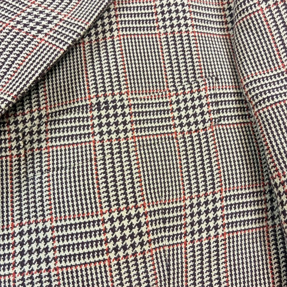 Made in Italy Cotton Mens Sport Coat Glen Plaid Tan Brown 40R (50IT) Guabello